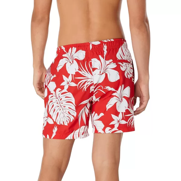 Speedo Mens Swim Trunk Mid Length Redondo FloralPhilo Palm High Risk Red