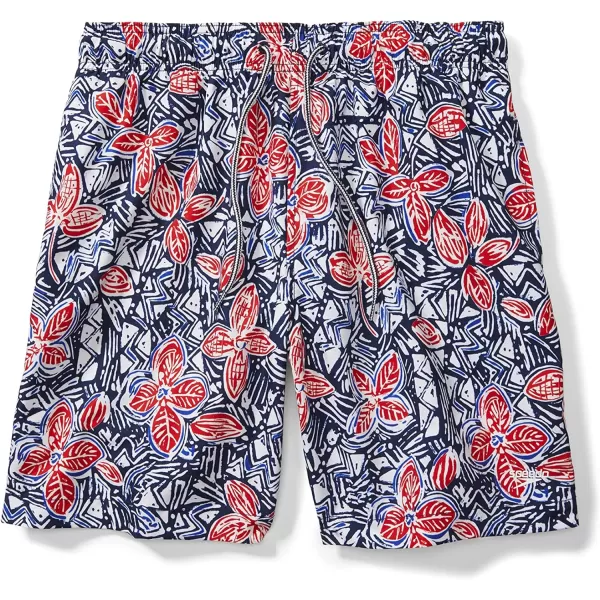 Speedo Mens Swim Trunk Mid Length Redondo FloralRedWhiteBlue