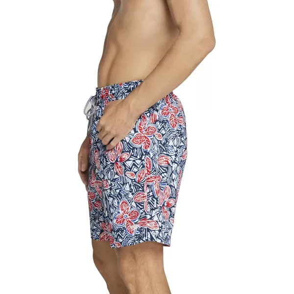 Speedo Mens Swim Trunk Mid Length Redondo FloralRedWhiteBlue