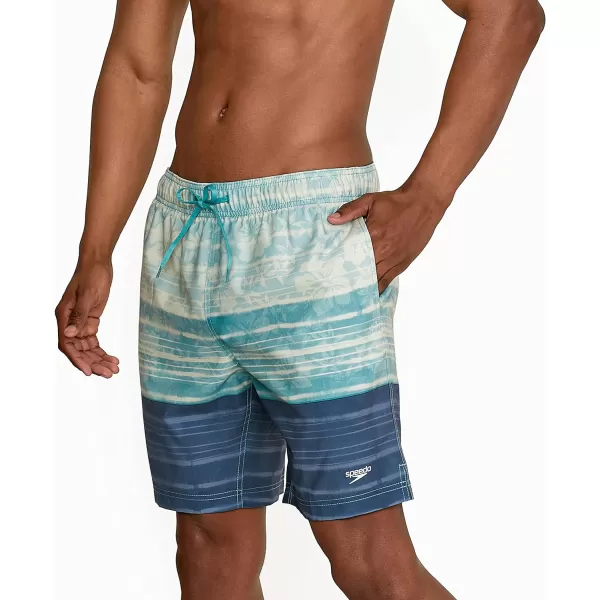 Speedo Mens Swim Trunk Mid Length Redondo FloralReign China Blue