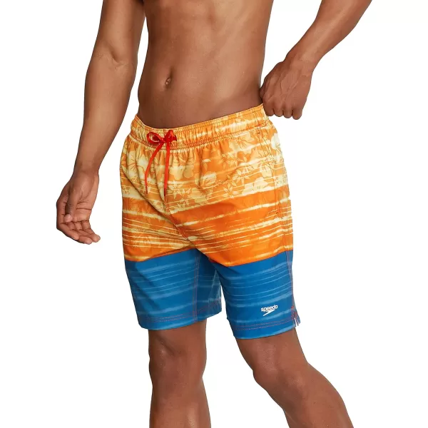 Speedo Mens Swim Trunk Mid Length Redondo FloralReign Vallata Blue