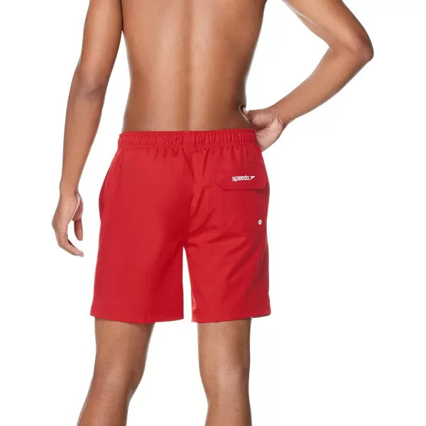 Speedo Mens Swim Trunk Mid Length Redondo SolidHigh Risk Red