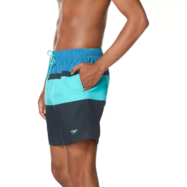 Speedo Mens Swim Trunk Mid Length Redondo StripeCeramic Block