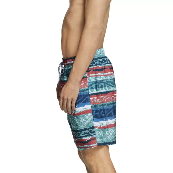 Speedo Mens Swim Trunk Mid Length Redondo StripeFaded Rose