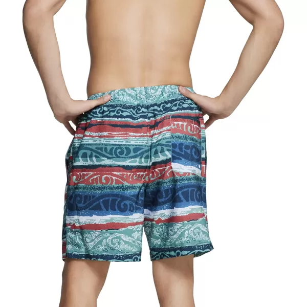 Speedo Mens Swim Trunk Mid Length Redondo StripeFaded Rose