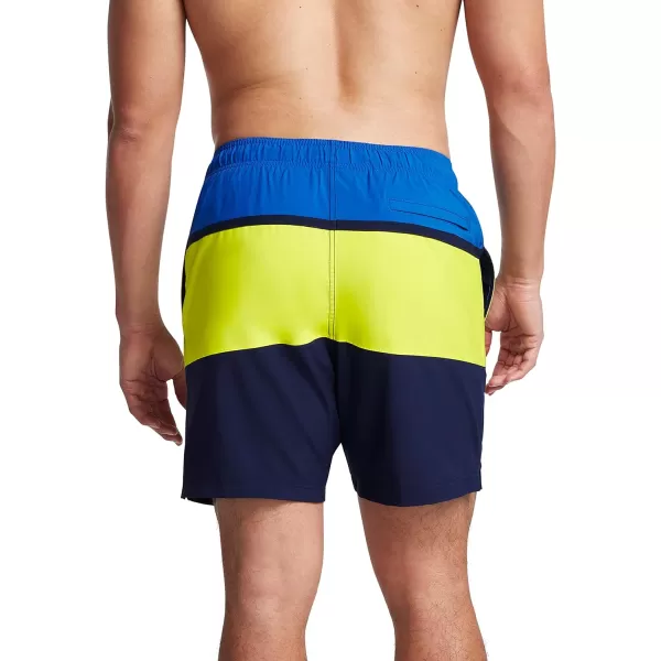 Speedo Mens Swim Trunk Mid Length Redondo StripeLemon Drizzle Block