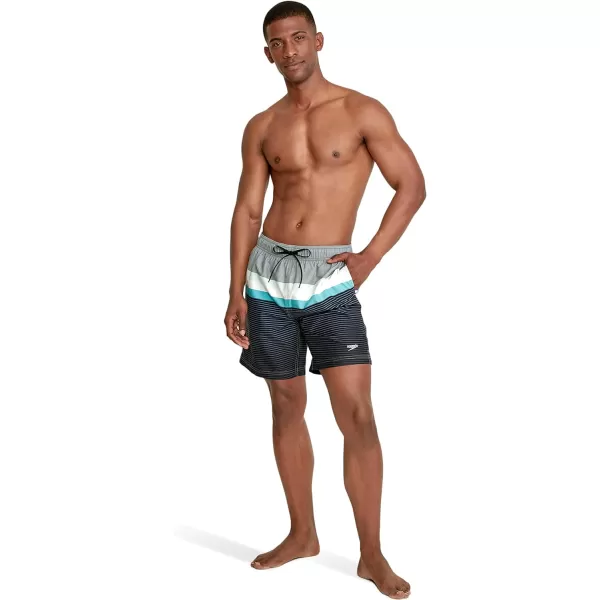 Speedo Mens Swim Trunk Mid Length Redondo StripeMonument