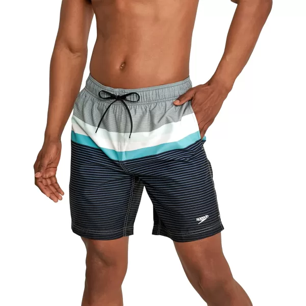 Speedo Mens Swim Trunk Mid Length Redondo StripeMonument