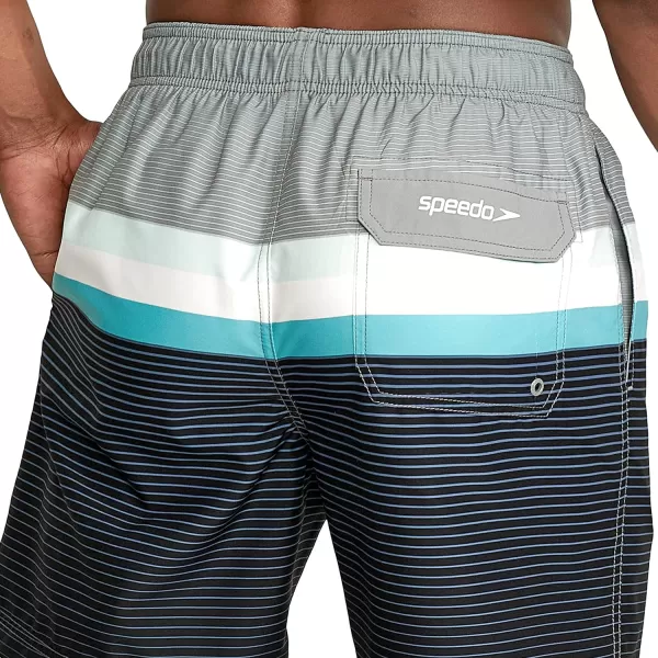 Speedo Mens Swim Trunk Mid Length Redondo StripeMonument