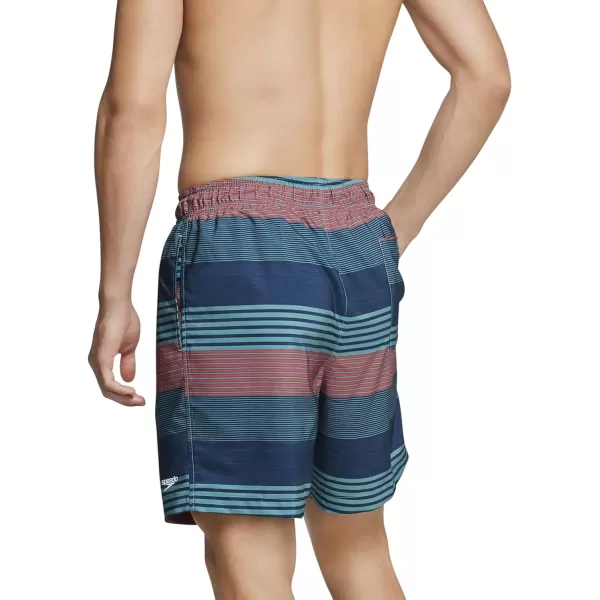 Speedo Mens Swim Trunk Mid Length Redondo StripeOil Blue