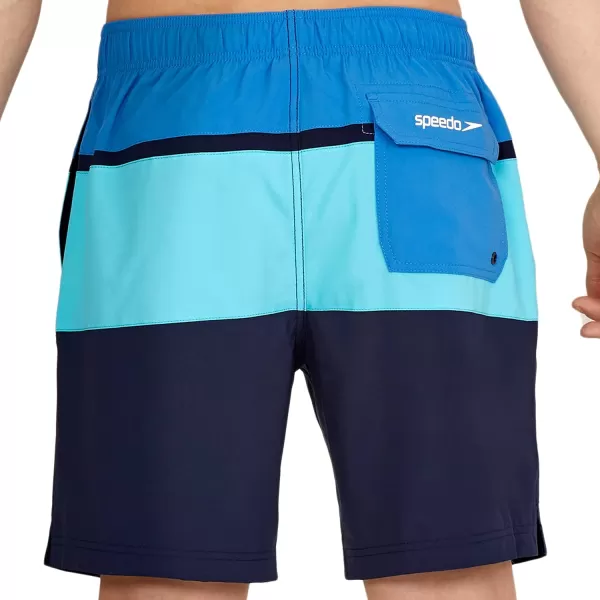 Speedo Mens Swim Trunk Mid Length Redondo StripePalace Blue Block