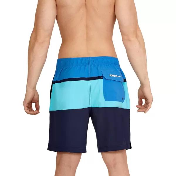 Speedo Mens Swim Trunk Mid Length Redondo StripePalace Blue Block