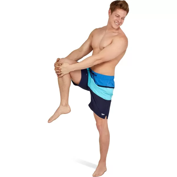 Speedo Mens Swim Trunk Mid Length Redondo StripePalace Blue Block