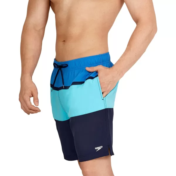 Speedo Mens Swim Trunk Mid Length Redondo StripePalace Blue Block