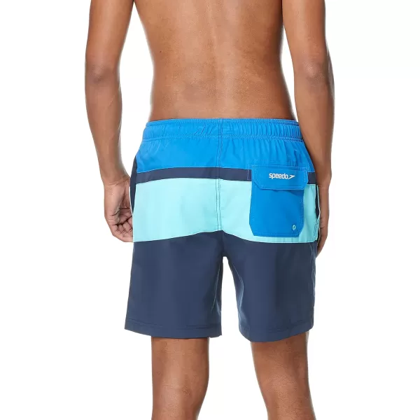 Speedo Mens Swim Trunk Mid Length Redondo StripePeacoat Block