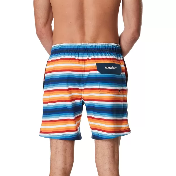 Speedo Mens Swim Trunk Mid Length Redondo StripePipeline Molten Lava