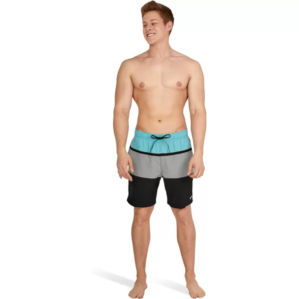 Speedo Mens Swim Trunk Mid Length Redondo StripePorcelain Block