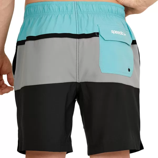 Speedo Mens Swim Trunk Mid Length Redondo StripePorcelain Block