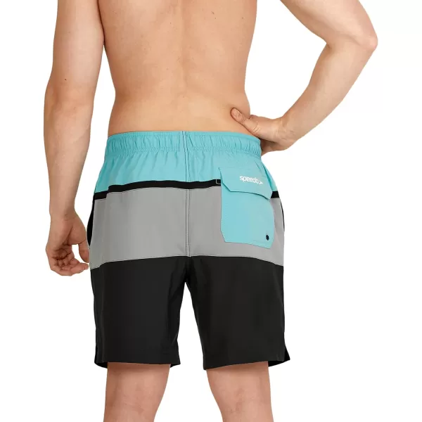 Speedo Mens Swim Trunk Mid Length Redondo StripePorcelain Block