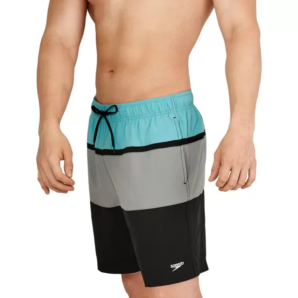 Speedo Mens Swim Trunk Mid Length Redondo StripePorcelain Block