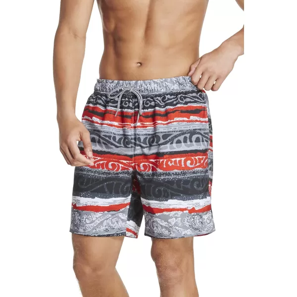 Speedo Mens Swim Trunk Mid Length Redondo StripeSpeedo Black