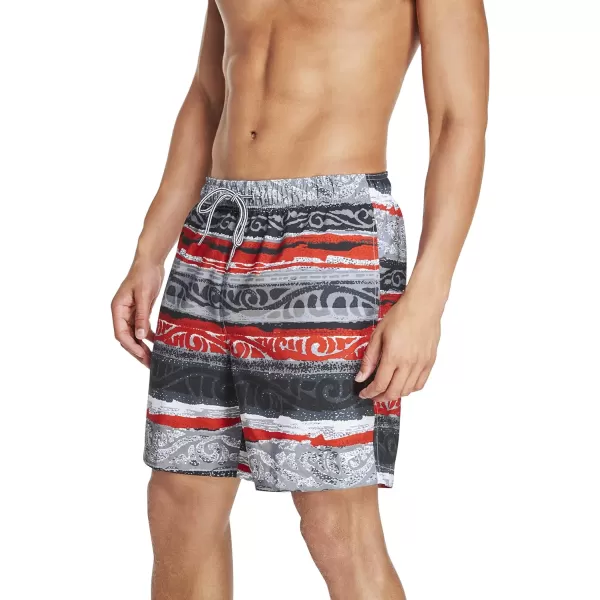 Speedo Mens Swim Trunk Mid Length Redondo StripeSpeedo Black