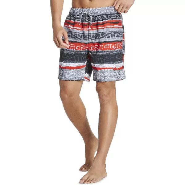 Speedo Mens Swim Trunk Mid Length Redondo StripeSpeedo Black