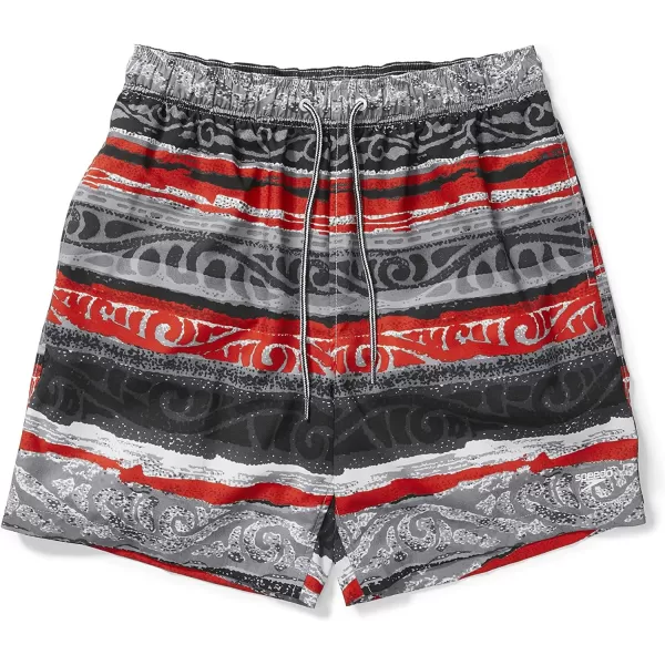 Speedo Mens Swim Trunk Mid Length Redondo StripeSpeedo Black