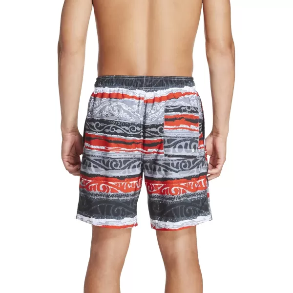 Speedo Mens Swim Trunk Mid Length Redondo StripeSpeedo Black