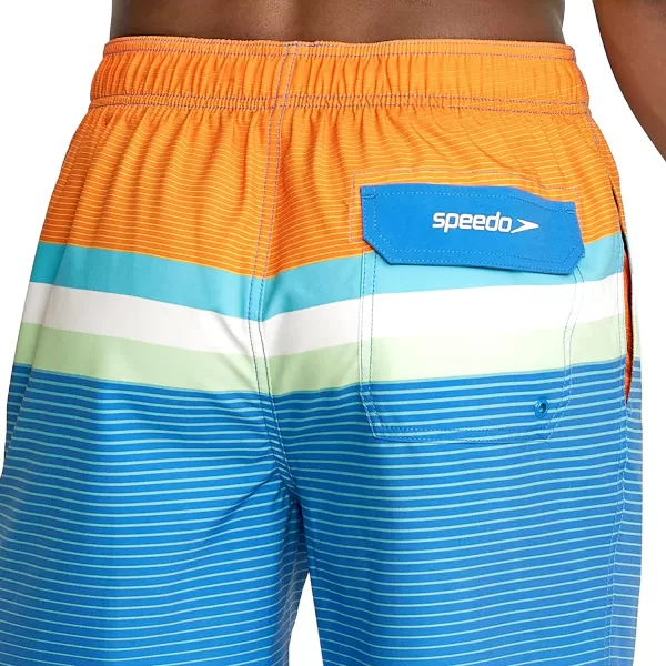 Speedo Mens Swim Trunk Mid Length Redondo StripeSpicy Orange