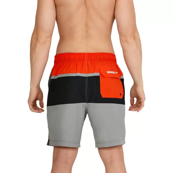 Speedo Mens Swim Trunk Mid Length Redondo StripeSpicy Orange Block