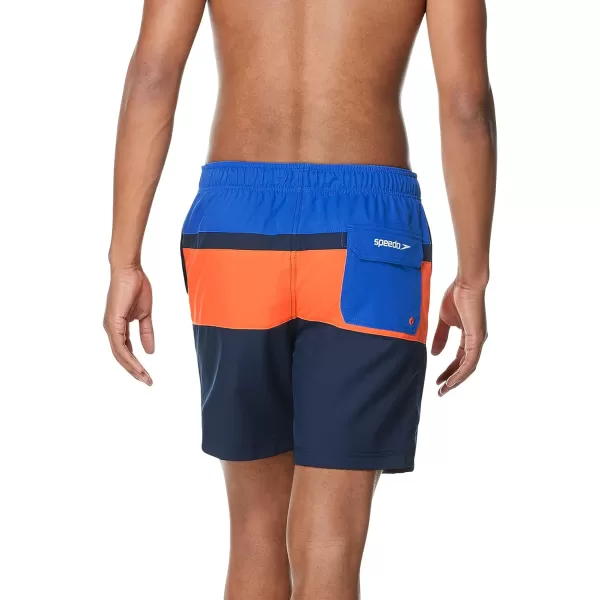 Speedo Mens Swim Trunk Mid Length Redondo StripeTurkish Sea Block