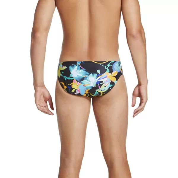 Speedo Mens Swimsuit Brief Endurance Lite Turnz PrintedBlackYellow