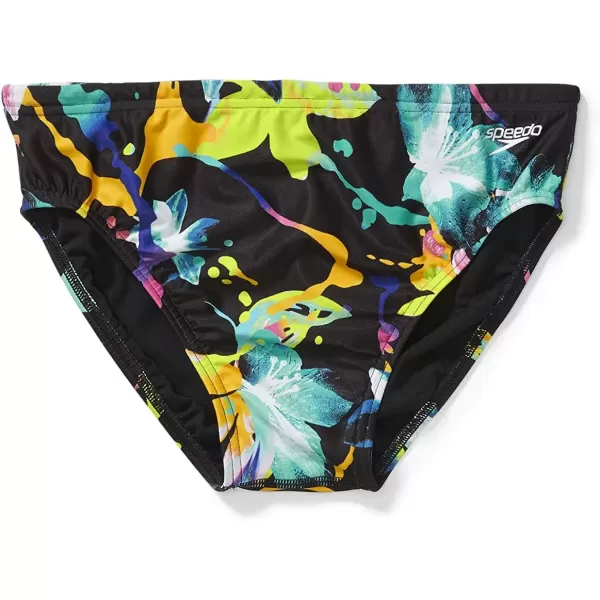 Speedo Mens Swimsuit Brief Endurance Lite Turnz PrintedBlackYellow