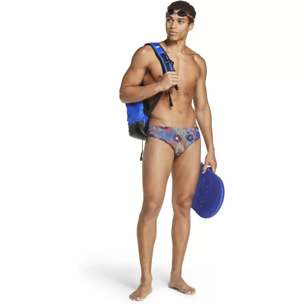 Speedo Mens Swimsuit Brief Endurance Lite Turnz PrintedBlue Lemonade