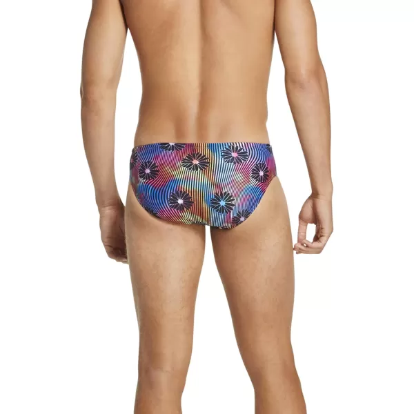 Speedo Mens Swimsuit Brief Endurance Lite Turnz PrintedBlue Lemonade
