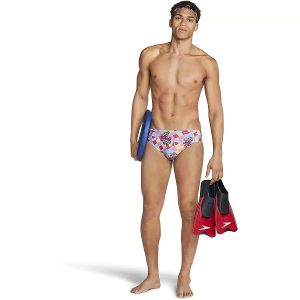 Speedo Mens Swimsuit Brief Endurance Lite Turnz PrintedPinkTurquoise