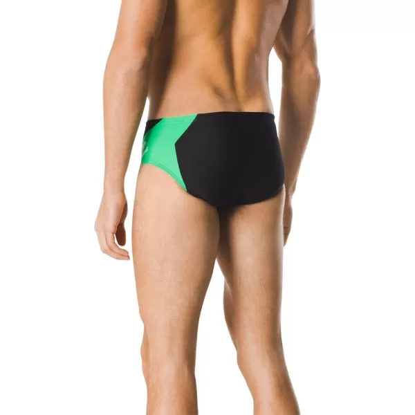 Speedo Mens Swimsuit Brief Endurance Splice Team ColorsBlackGreen Spark