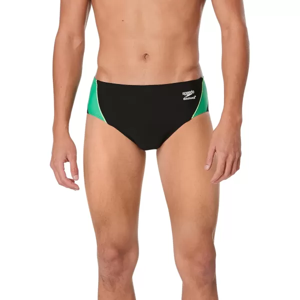 Speedo Mens Swimsuit Brief Endurance Splice Team ColorsBlackGreen Splice