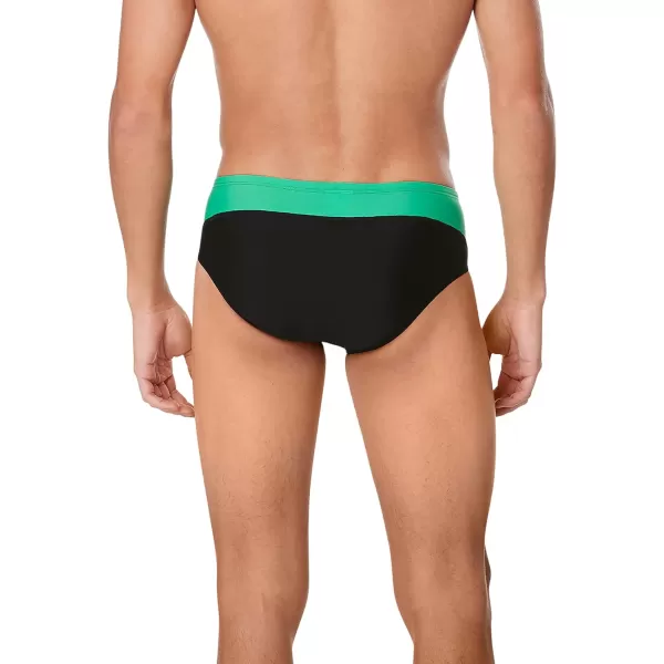 Speedo Mens Swimsuit Brief Endurance Splice Team ColorsBlackGreen Splice