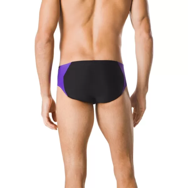 Speedo Mens Swimsuit Brief Endurance Splice Team ColorsBlackPurple Spark