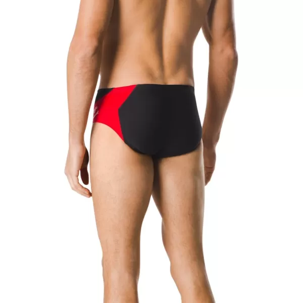 Speedo Mens Swimsuit Brief Endurance Splice Team ColorsBlackRed Spark