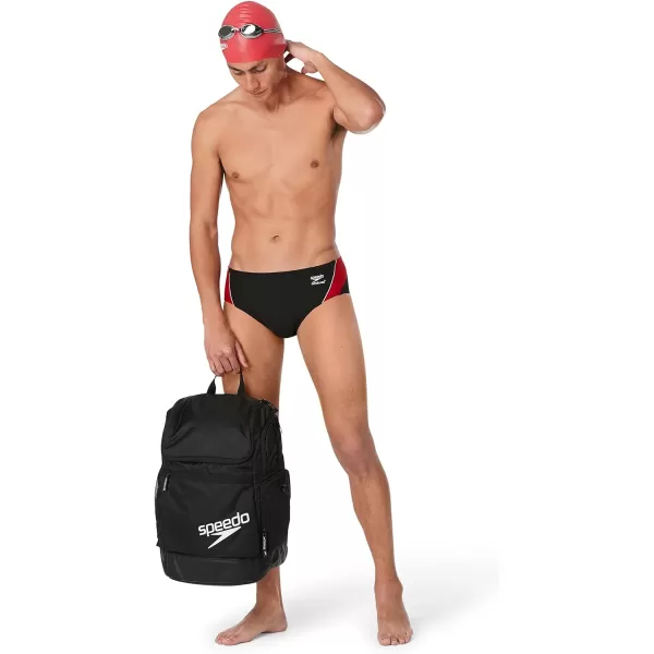Speedo Mens Swimsuit Brief Endurance Splice Team ColorsBlackRed Splice