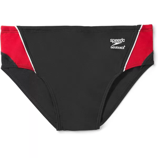 Speedo Mens Swimsuit Brief Endurance Splice Team ColorsBlackRed Splice