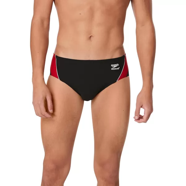 Speedo Mens Swimsuit Brief Endurance Splice Team ColorsBlackRed Splice