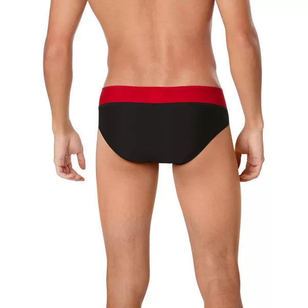 Speedo Mens Swimsuit Brief Endurance Splice Team ColorsBlackRed Splice