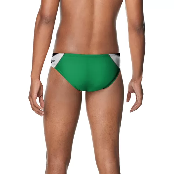 Speedo Mens Swimsuit Brief Endurance Splice Team ColorsEdge BlackGreen