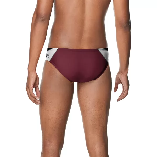 Speedo Mens Swimsuit Brief Endurance Splice Team ColorsEdge BlackMaroon