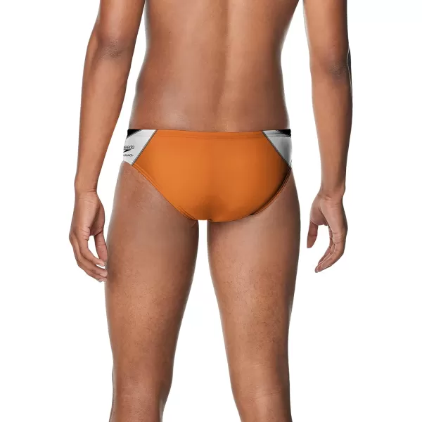 Speedo Mens Swimsuit Brief Endurance Splice Team ColorsEdge BlackOrange