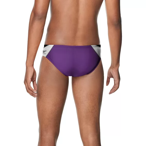 Speedo Mens Swimsuit Brief Endurance Splice Team ColorsEdge BlackPurple